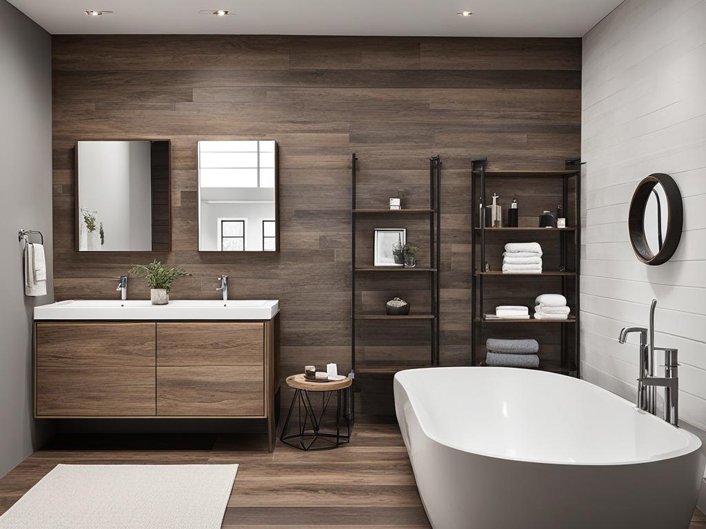 Badmöbel für Holzfliesen in einem modern gestalteten Badezimmer