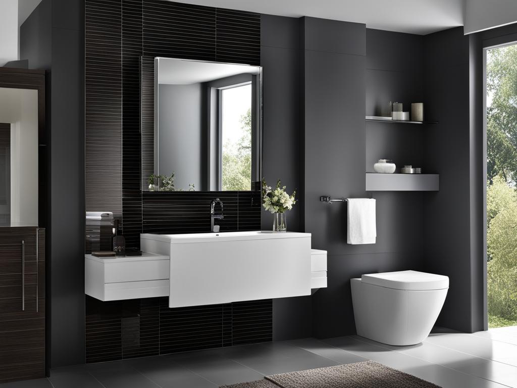 Elegante Badspiegel für dunkle Fliesen